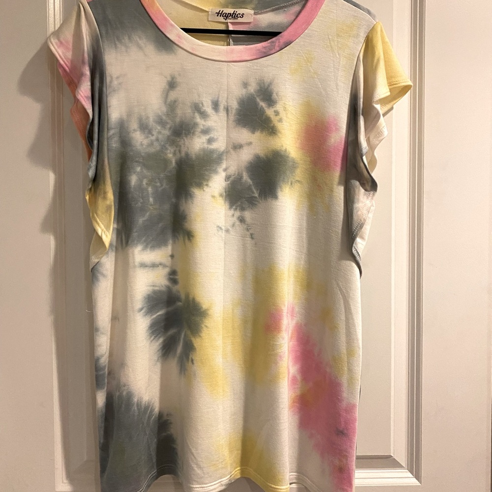 Tie Dye Ruffle Sleeve Tank Top